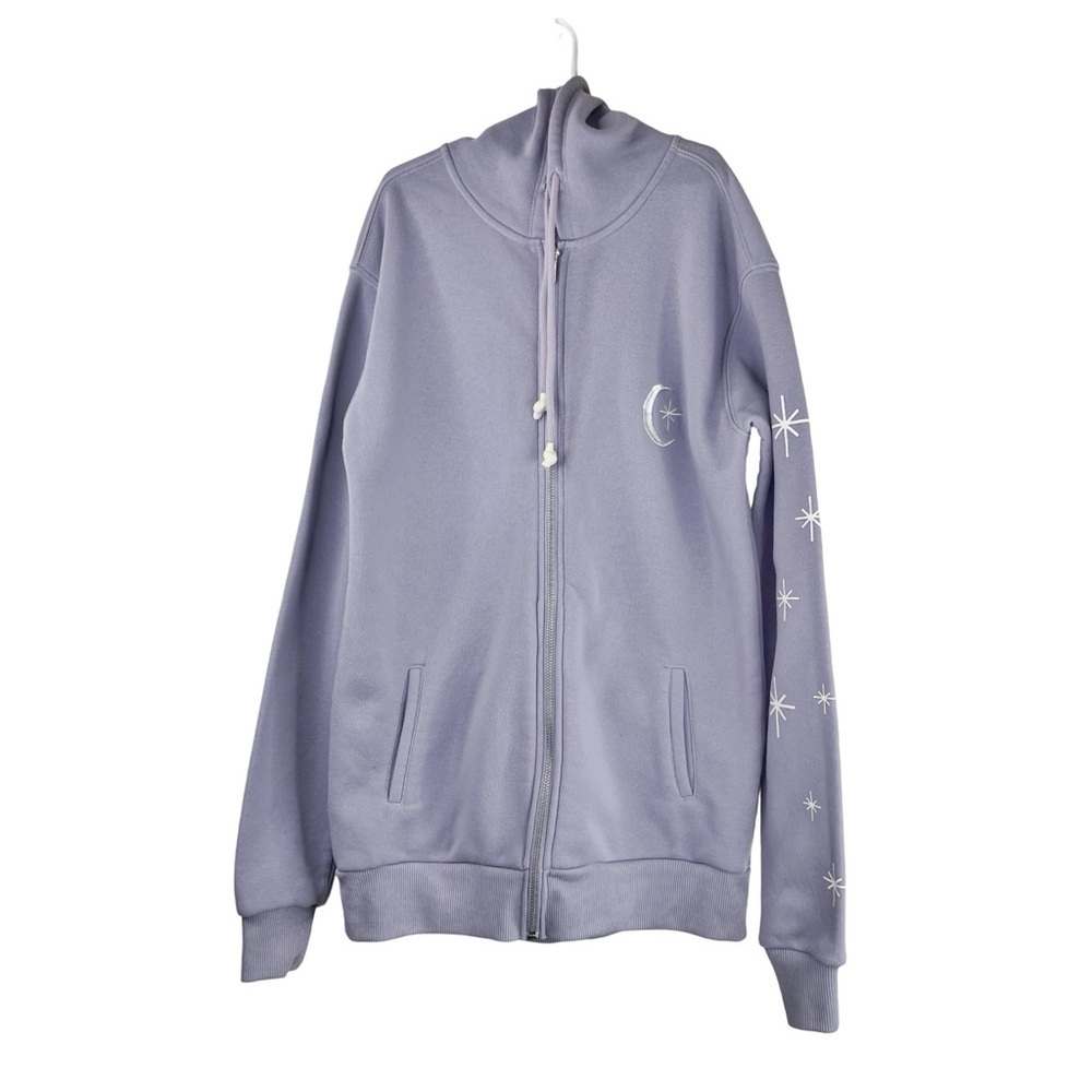 VIVRE LA VIE Women’s Lavender Zip Hoodie w Positive Message and Stars on Arm XS - Picture 4 of 7